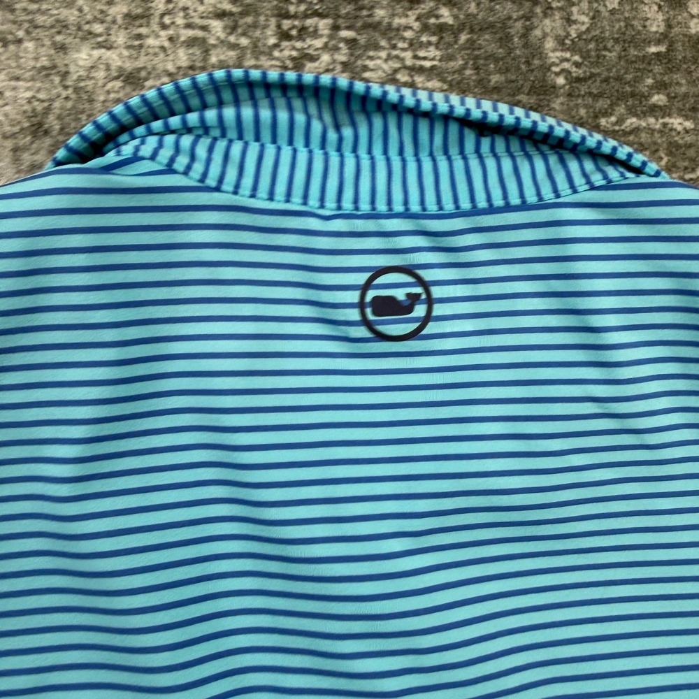 Vineyard Vines Polo Shirt Mens XL Blue Striped Golf Performance Travel Stretch - Picture 6 of 10